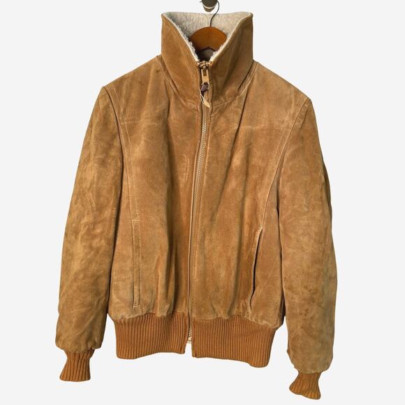 Huckberry Brown Bomber Jacket with Sherpa Collar - Picture 4 of 12